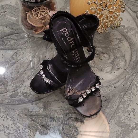 pedro Garcia Sequin & Swarovski Crystal Strapy Heels - Picture 1 of 9